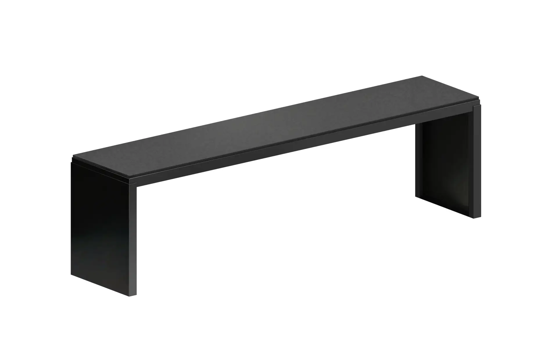 Zeus Big Irony Bank 170 × 36 cm in Schwarz inklusive grauem Filzkissen für komfortables Sitzen.