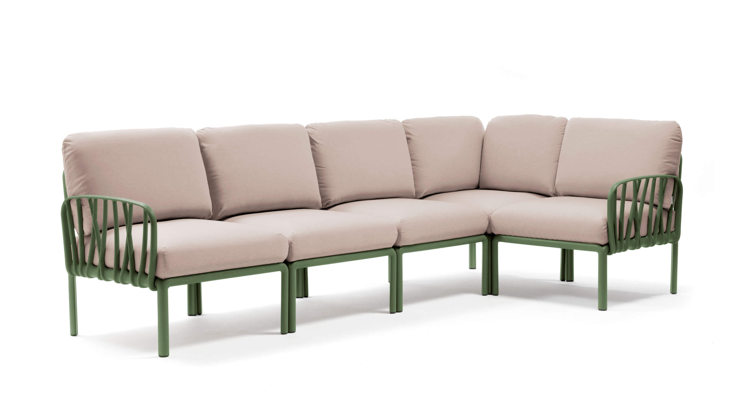 Nardi Komodo 5 Gartensofa, agave, Canvas Sunbrella, modular, wetterfest, leicht, italienisches Outdoor-Design