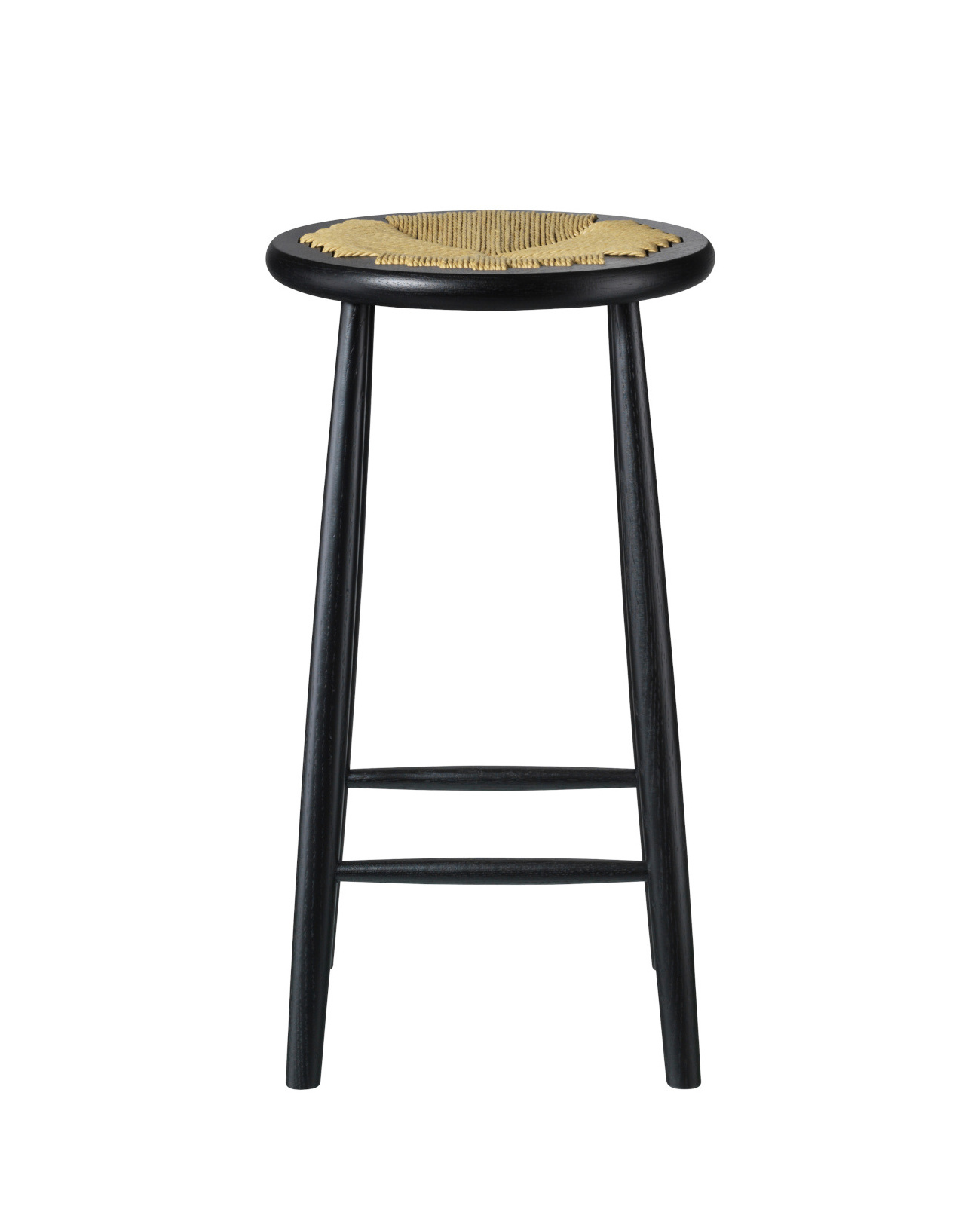 FDB Møbler J165C Barhocker, FSC®-Holz Eiche schwarz, Naturgeflecht, ergonomisch, nachhaltig, funktional