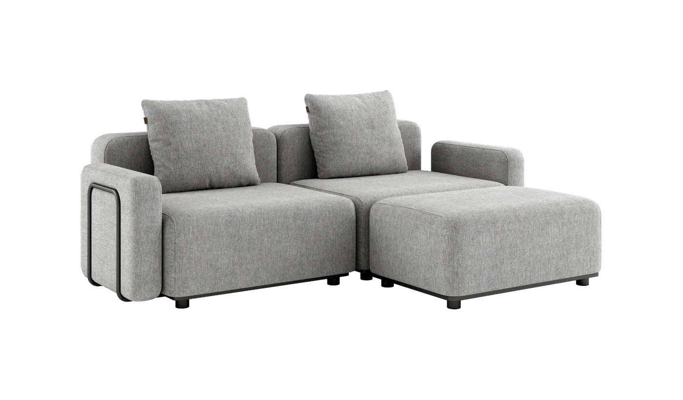 Cobana Loungesofa 2-Sitzer mit Armlehnen mit Hocker, cobana sand melange