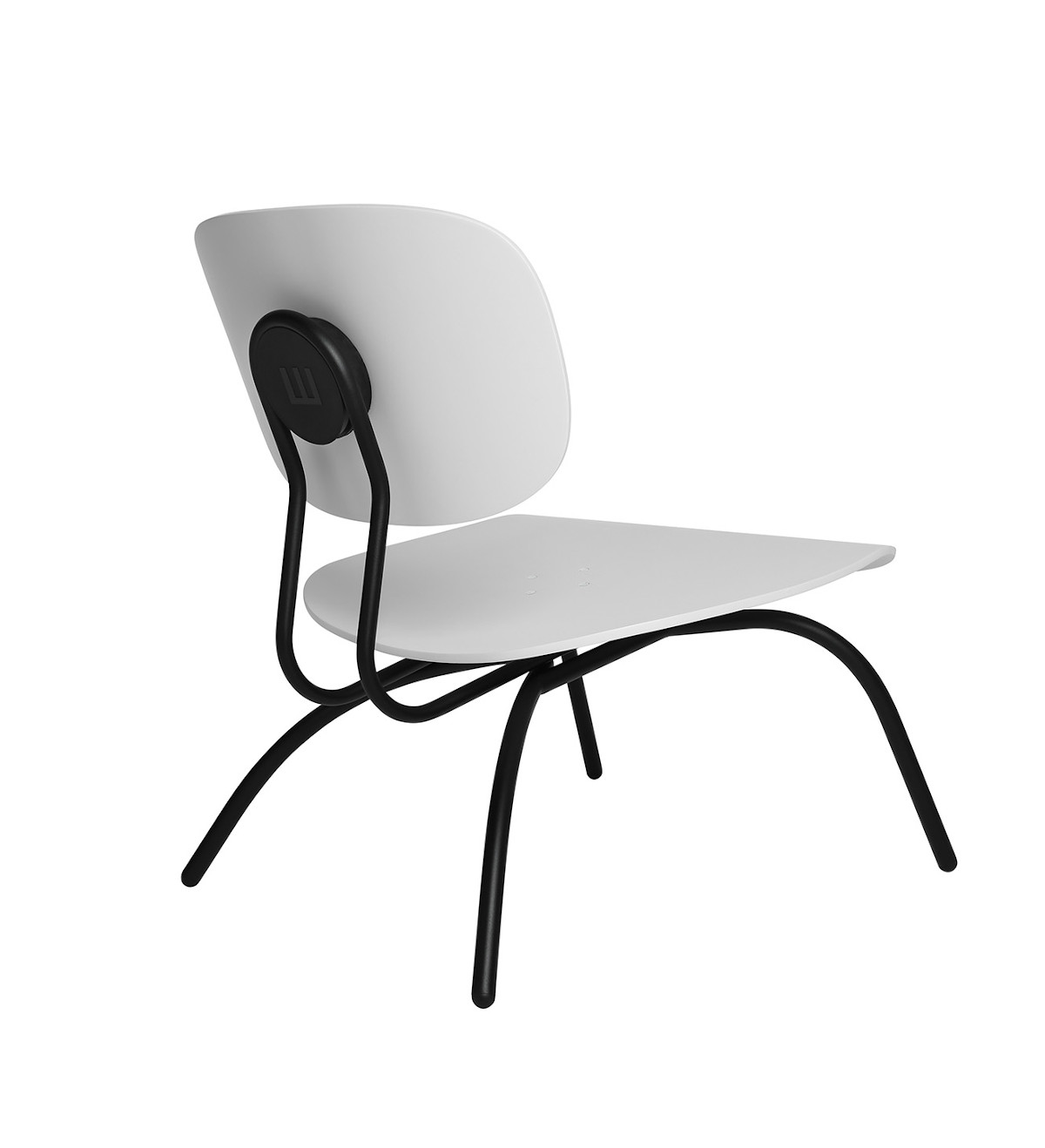 W-1970 Low Stuhl aus Buche, weiß lackiert, minimalistischer Designerstuhl, pflegeleicht und vielseitig einsetzbar