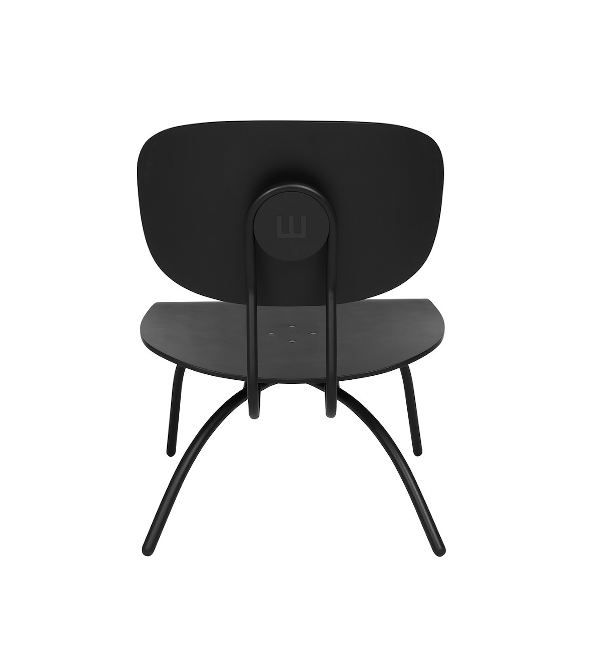 Designerstuhl W-1970 Low, Buche massiv schwarz lackiert, stilvoller Holzstuhl mit ergonomischem Sitzkomfort