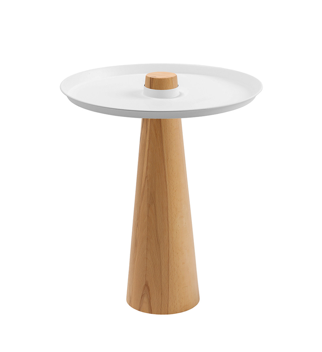 Wagner W-Move Table Beistelltisch mit geöltem Eiche-Gestell und weißem Tablett, modern, flexibel einsetzbar