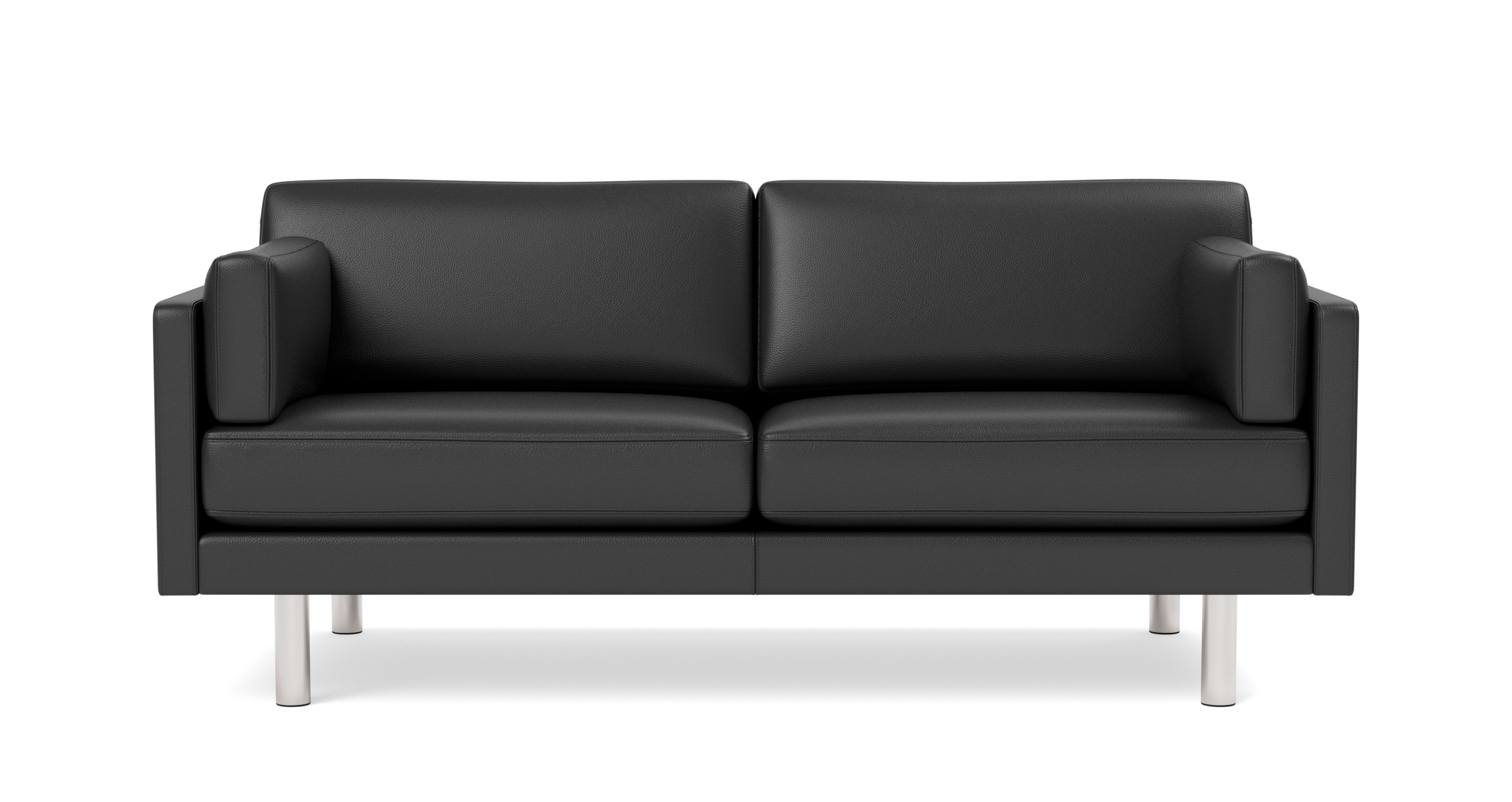EJ220 Sofa 2-Sitzer, 76 cm, brushed chrom / leder omni 301 schwarz