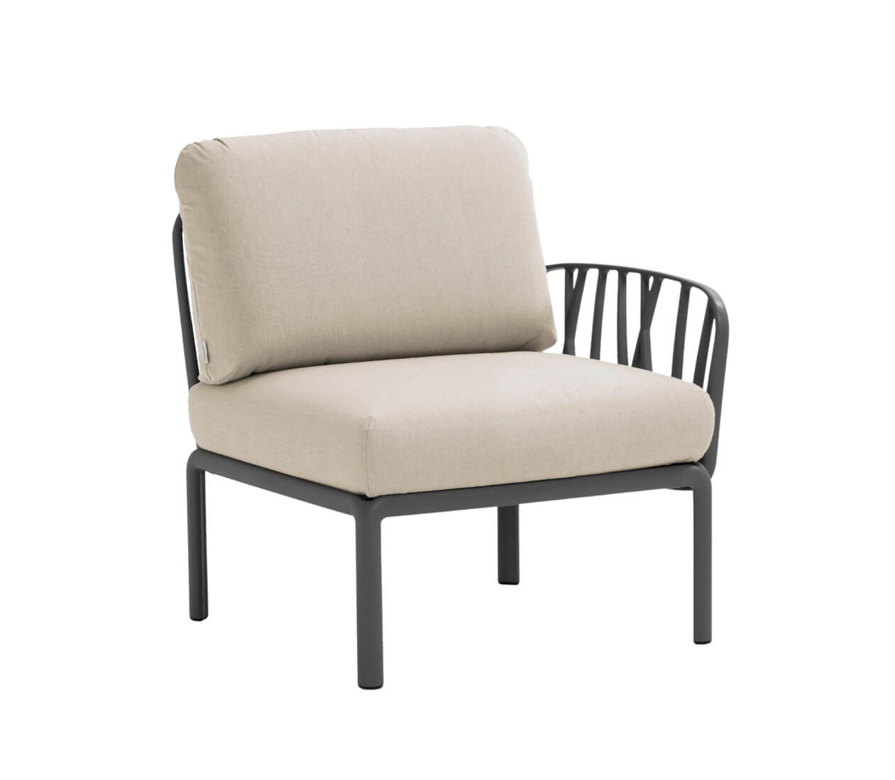 Nardi Komodo Modulsofa Seitenelement anthrazit, Outdoor-Sofa, wetterfest, leicht, modernes italienisches Design