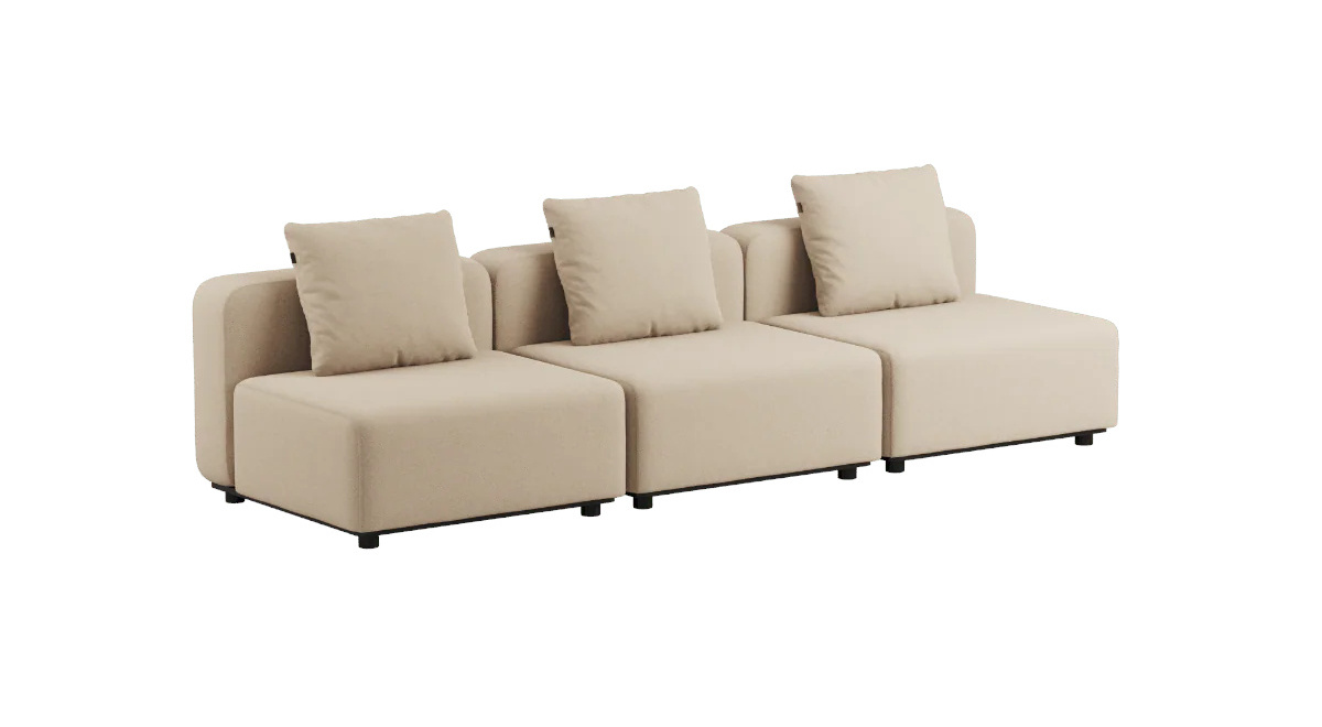 Cobana Loungesofa 3-Sitzer ohne Armlehnen, boucle beige