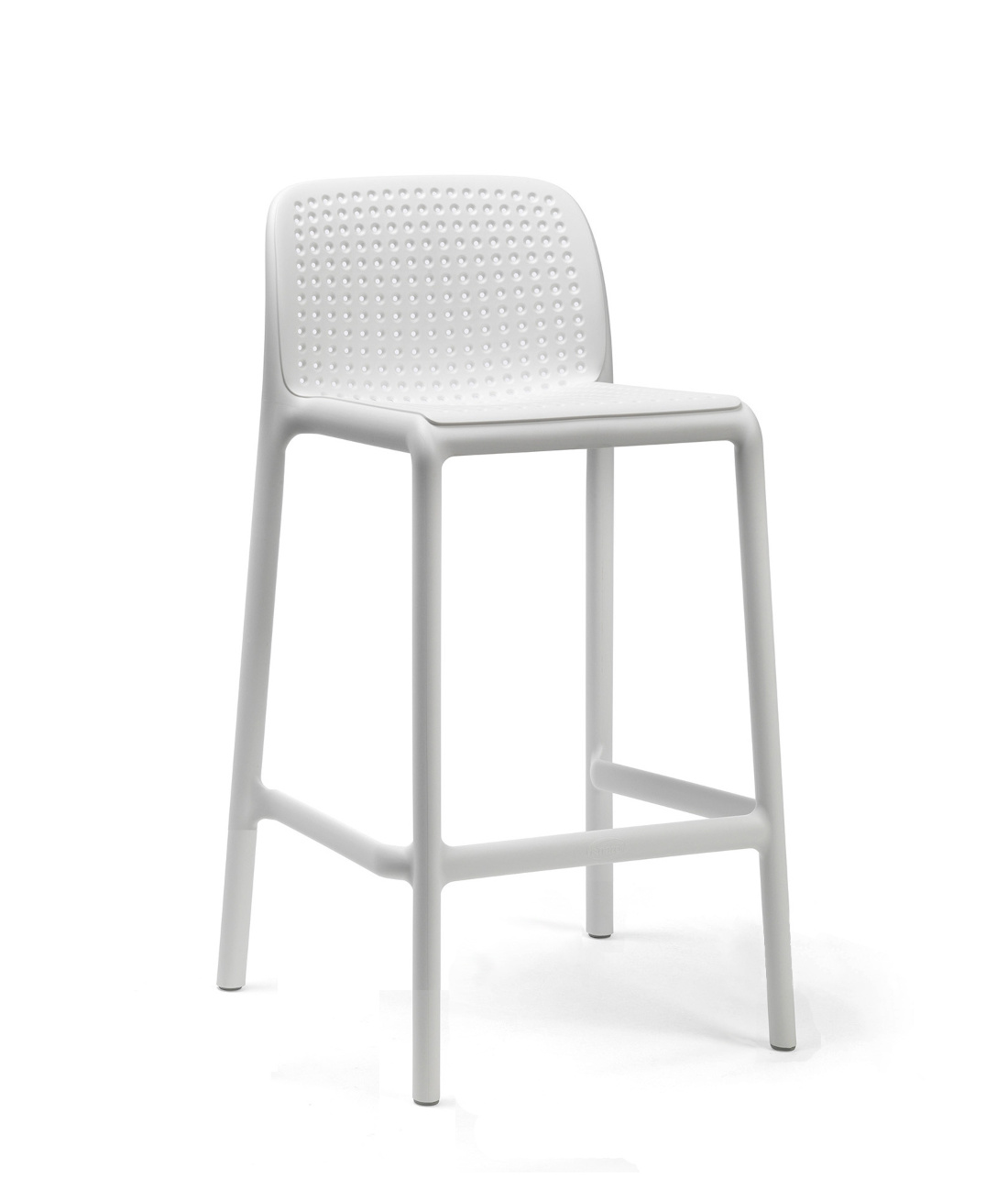 Nardi Lido Barhocker weiß, 65 cm, wetterfest, stapelbar, leichter Outdoor-Design-Hocker aus Italien