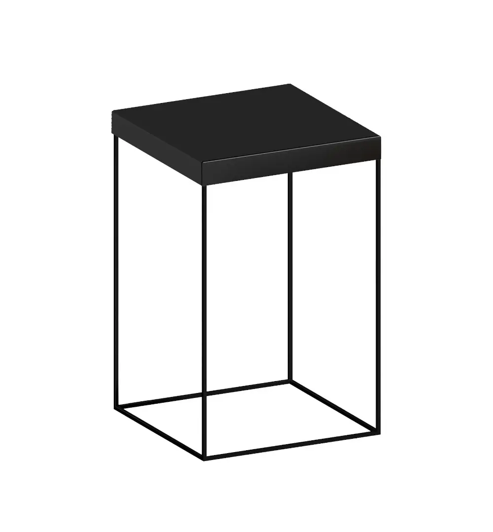 Zeus Slim Up Beistelltisch 41 × 64 cm in Kupferschwarz mit filigranem Stahlgestell und quadratischer Tischplatte.