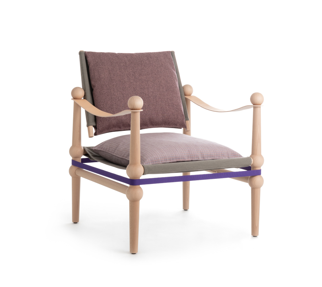 Magis Twain Sessel Buche natur/pink – komfortabler Design-Sessel Magis Twain Sessel, pinker Sitz, Buche natur, modernes, komfortables italienisches Design