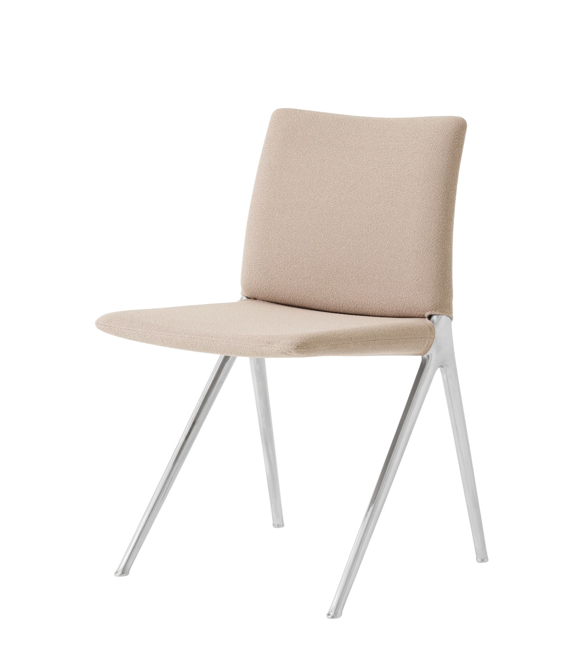 &Tradition Kape IF7 Stuhl aus poliertem Aluminium mit Bezug Grain 61252, moderner Designstuhl für Esszimmer