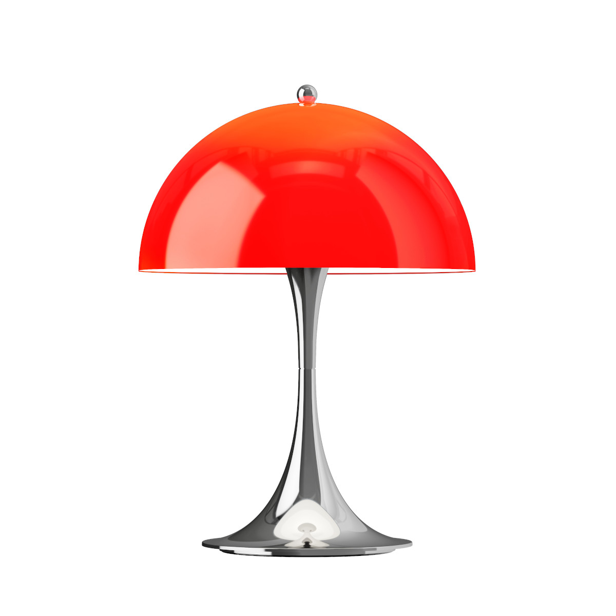 Panthella 250 Portable von Louis Poulsen, Tischleuchte in opal red, kabellos, Designklassiker mit Chromfuß