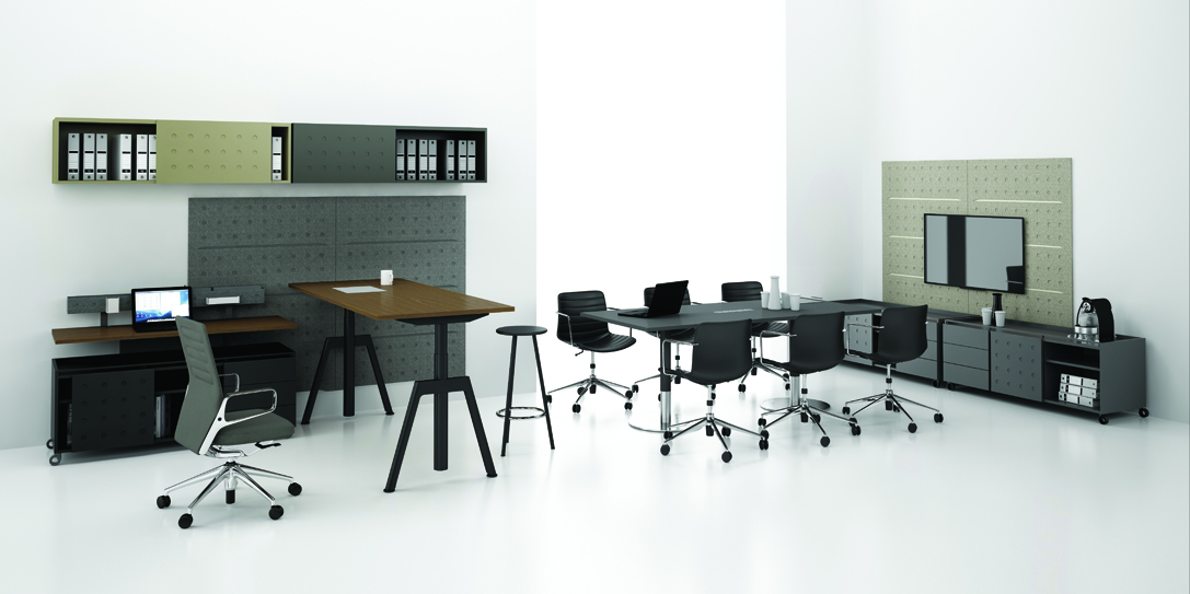 Plus Sit & Stand Schreibtisch, 180 x 90 cm, schwarz