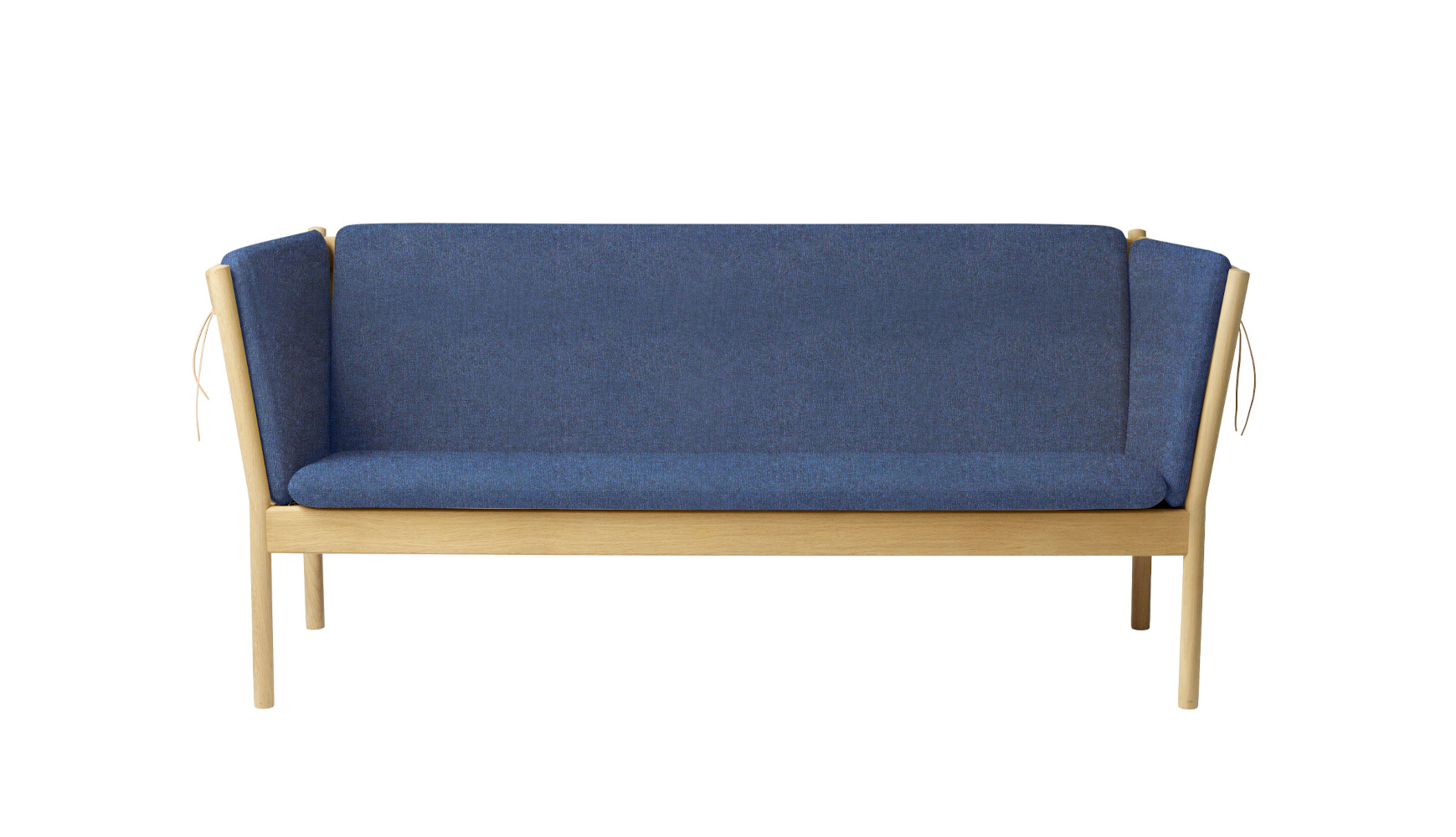 FDB Møbler J149 Sofa 3-Sitzer, nordisch, ergonomisch, Eiche natur, dunkelblau, langlebig, nachhaltig