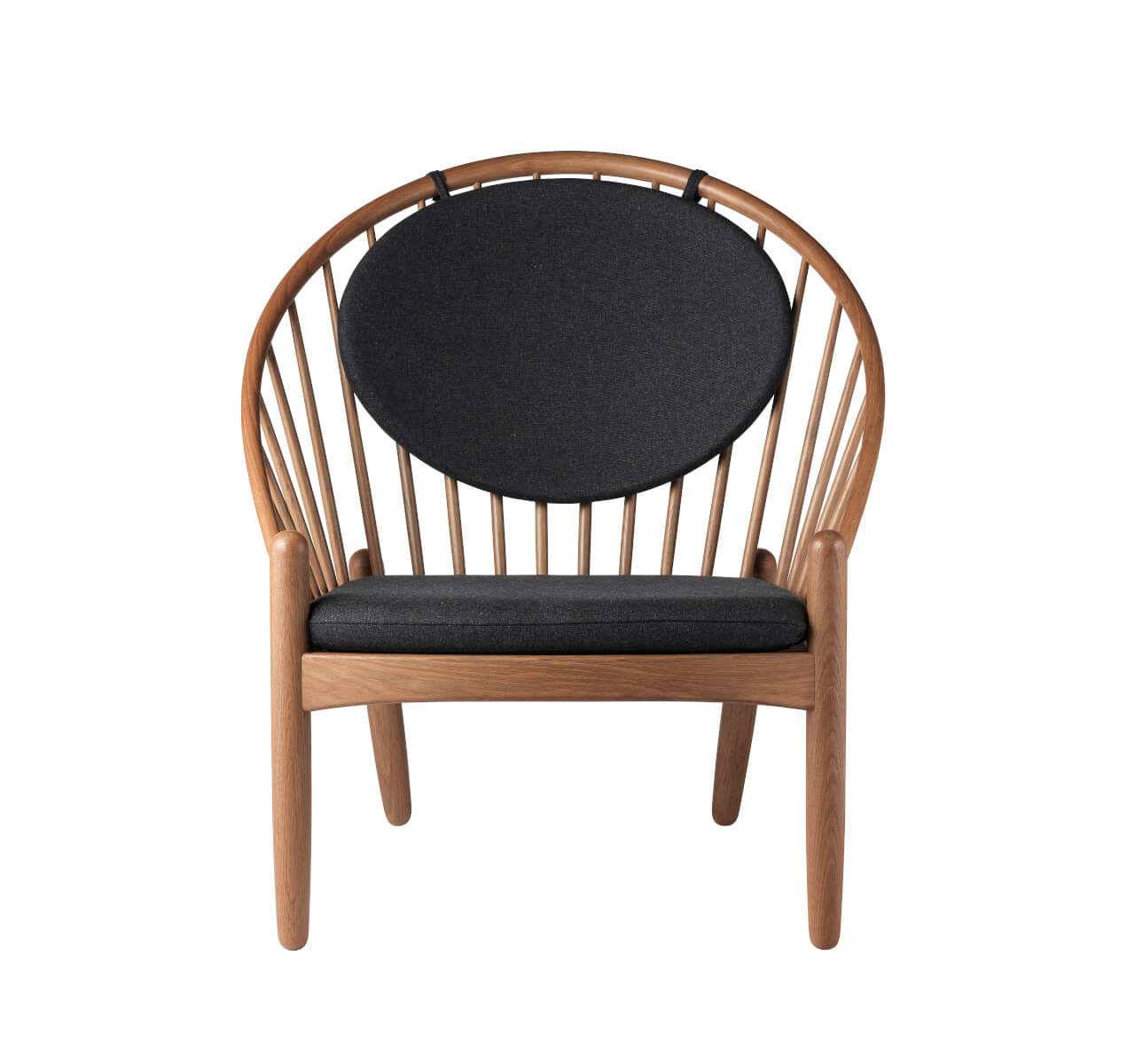 FDB Møbler J166 Jørna Sessel, dunkelgrauer Bezug, Eiche geräuchert, nachhaltig, funktional, skandinavisch