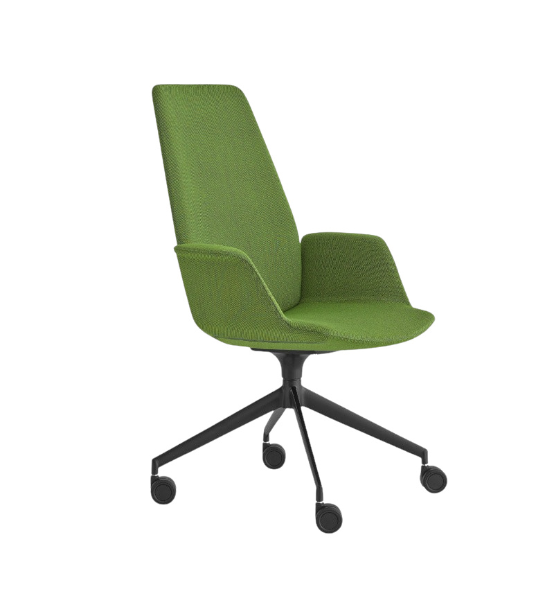 Uno Armlehnstuhl, hohe Rückenlehne, 4-Strahl-Kreuzfuß