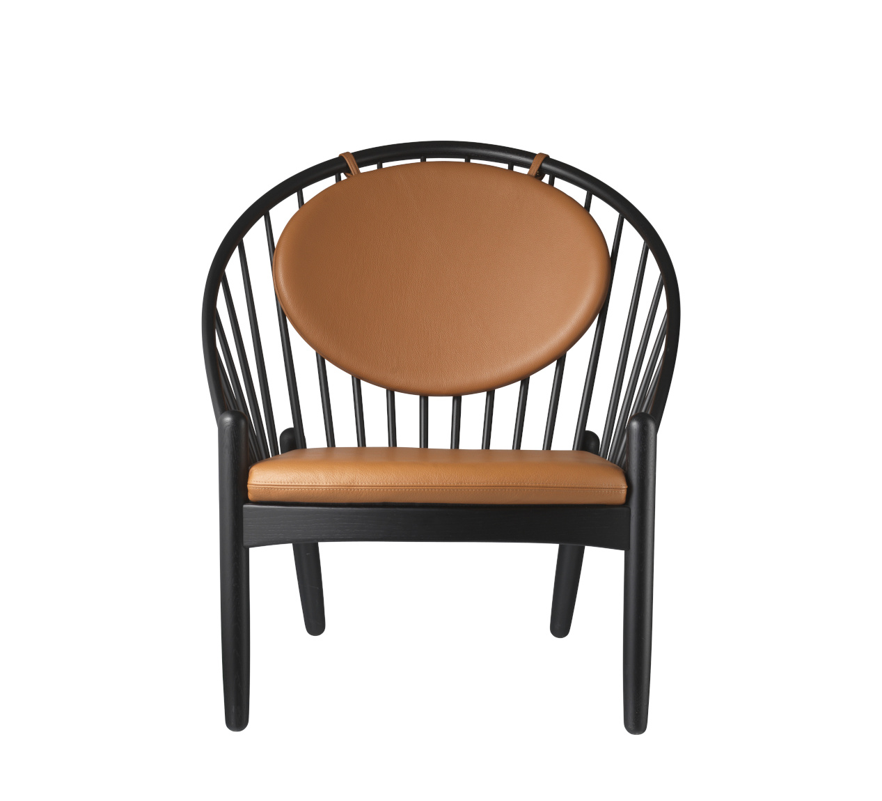 FDB Møbler J166 Jørna Sessel, ergonomisch, Eiche schwarz, Leder cognac, nachhaltig, funktional, nordisches Design