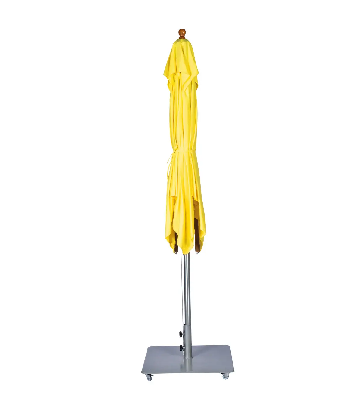 Geschlossener Weishäupl Trendschirm 250 x 250 cm in Limone mit Edelstahlmast und Rollensockel