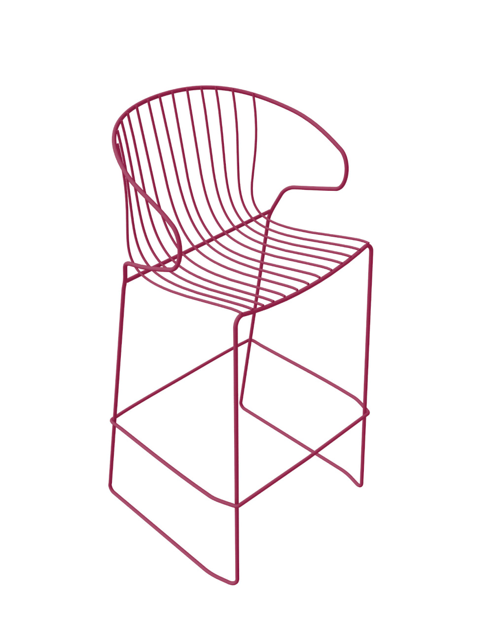 Bolonia Barhocker, höhe 65 cm, purpurrot