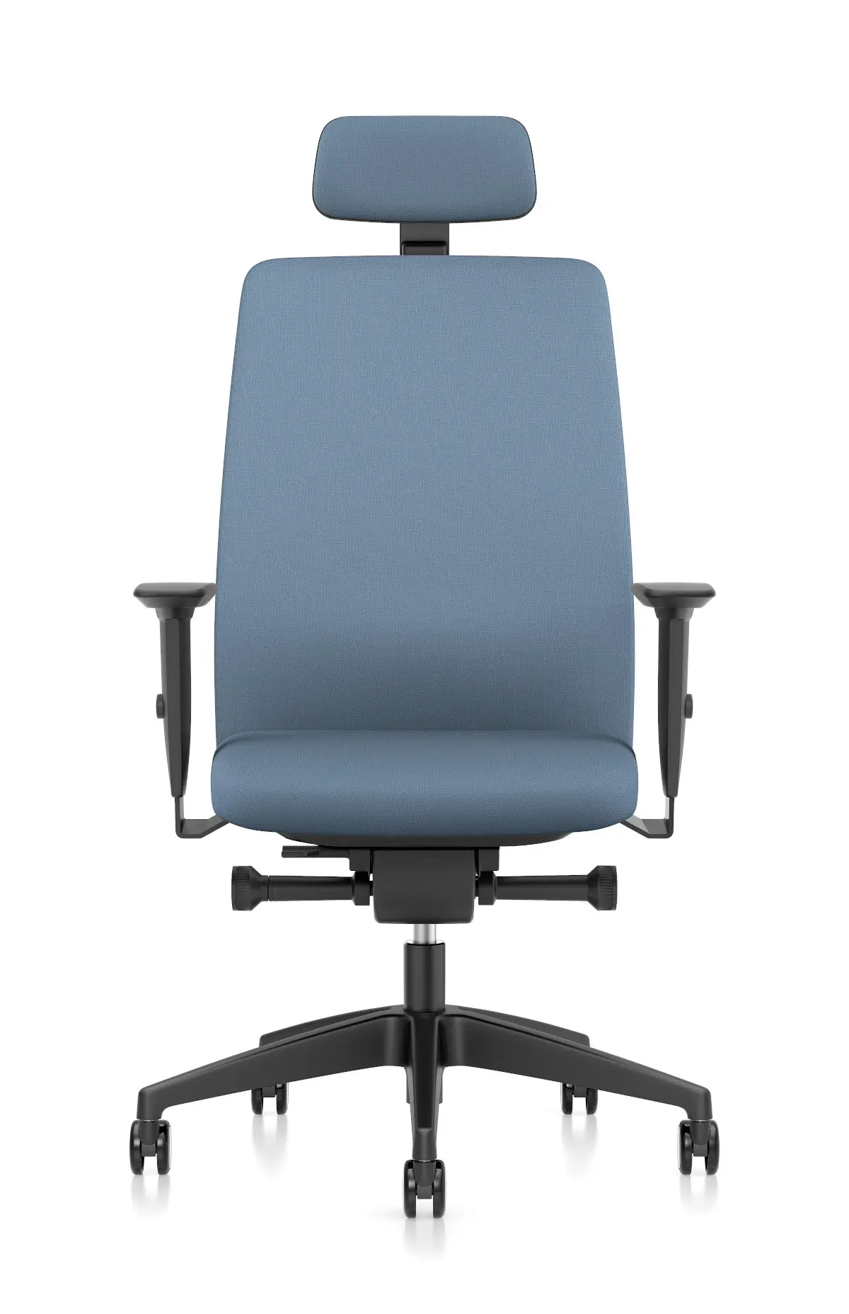 Interstuhl AIMis1 1S16 Bürostuhl in Blau mit hoher Rückenlehne, Kopfstütze, Armlehnen und Rollen