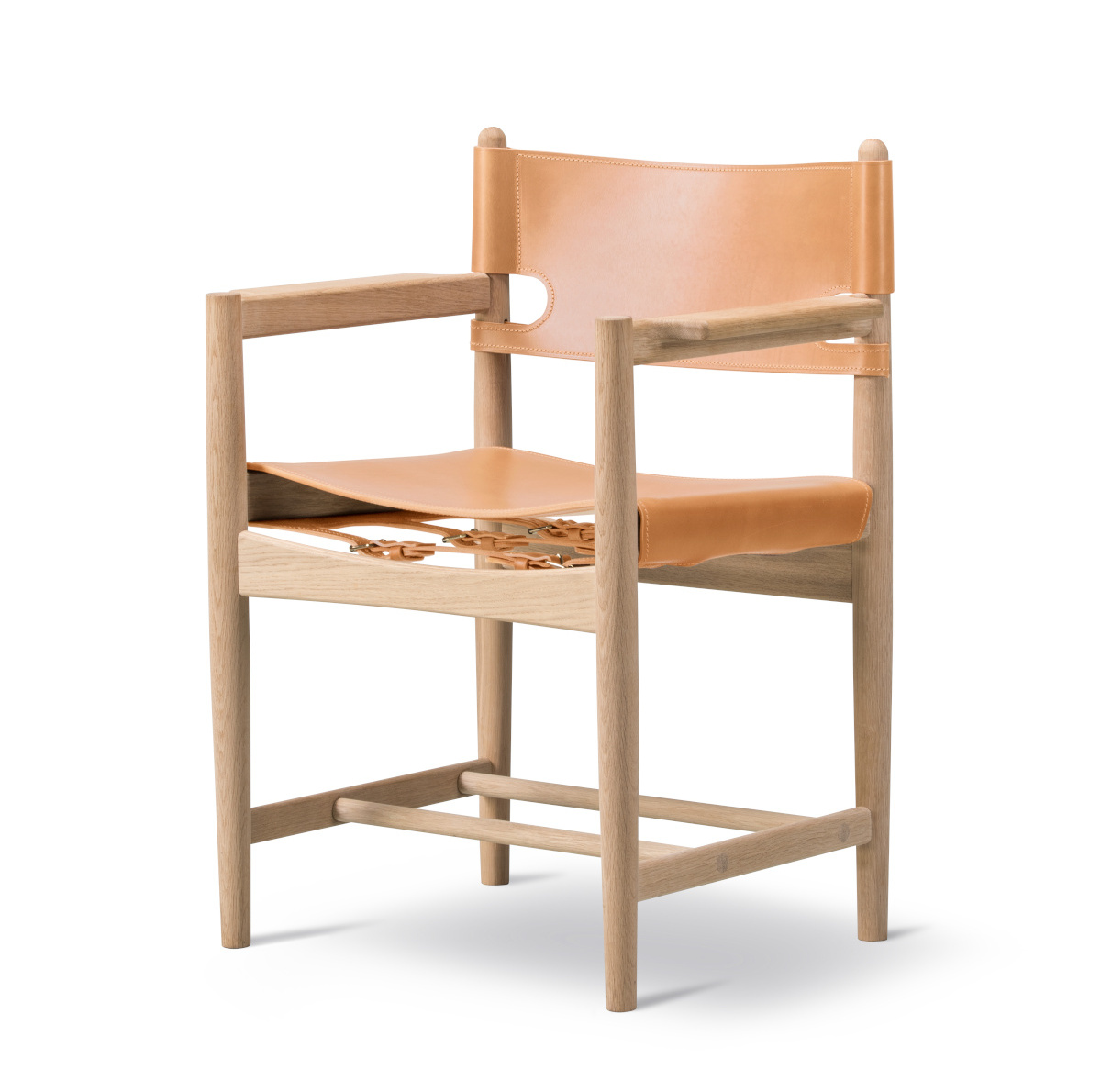 The Spanish Dining Chair mit Armlehnen, eiche geseift / leder natur