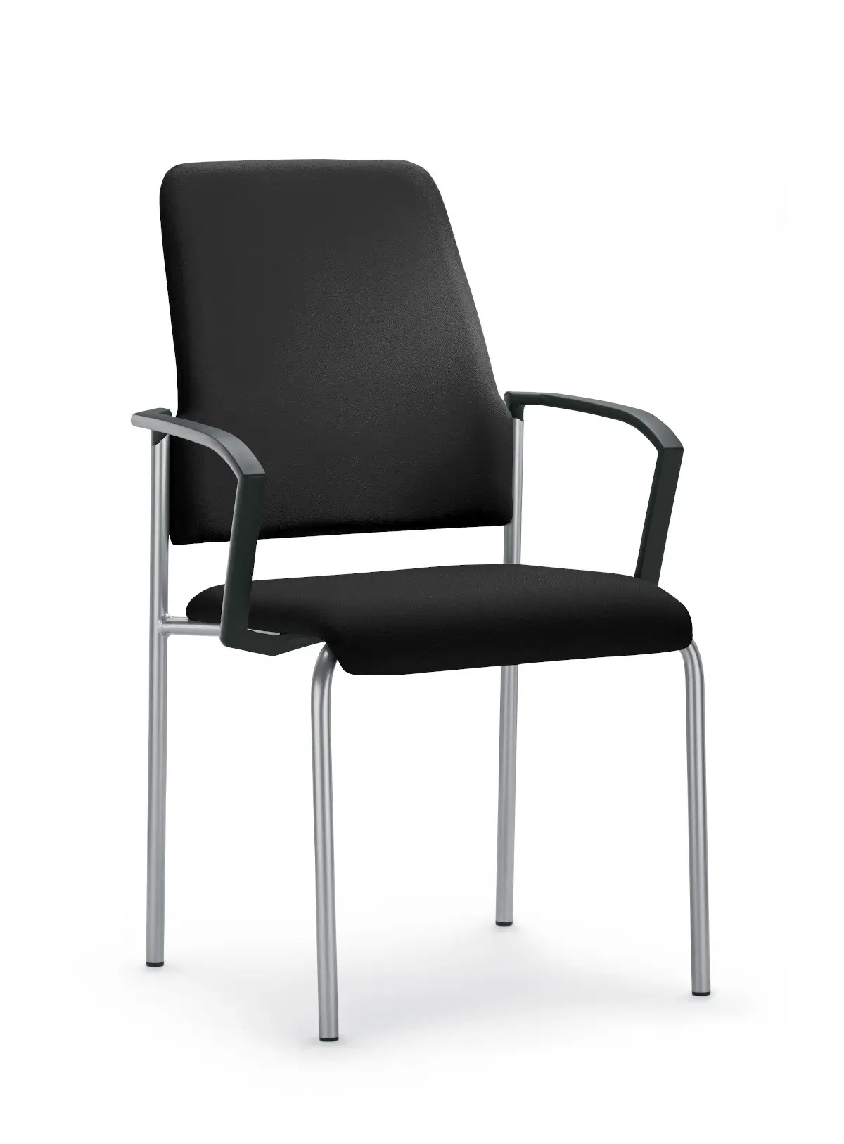 Interstuhl Goal 450G Besucherstuhl in Schwarz mit Armlehnen und verchromtem Gestell