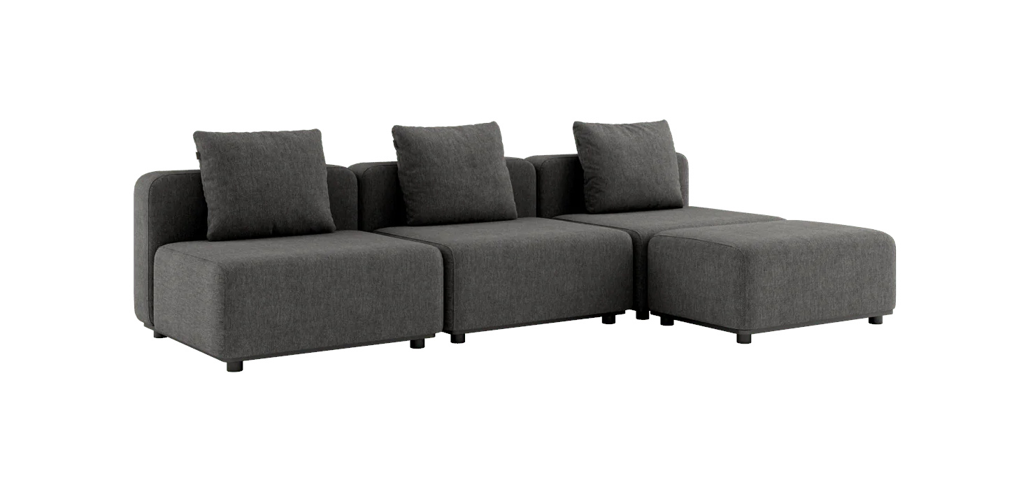 Cobana Loungesofa 3-Sitzer ohne Armlehnen mit Hocker, cobana grau