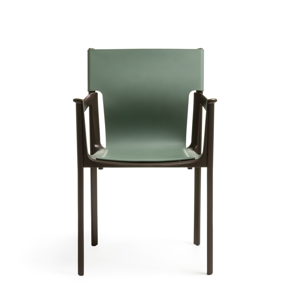 Magis Venice Stuhl, dark bronze/sage, moderner Design-Armlehnstuhl, ergonomisch, langlebig, italienisches Design