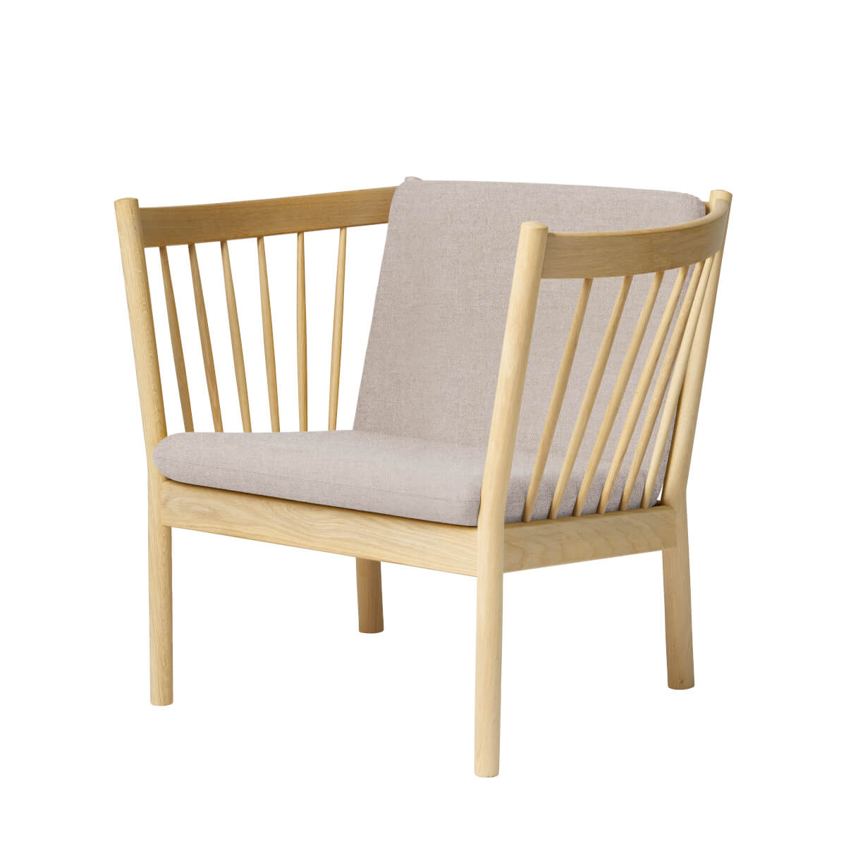 FDB Møbler J146 Sessel, nordischer Design-Sessel, ergonomisch, Eiche natur, hellgrau, langlebig, funktional