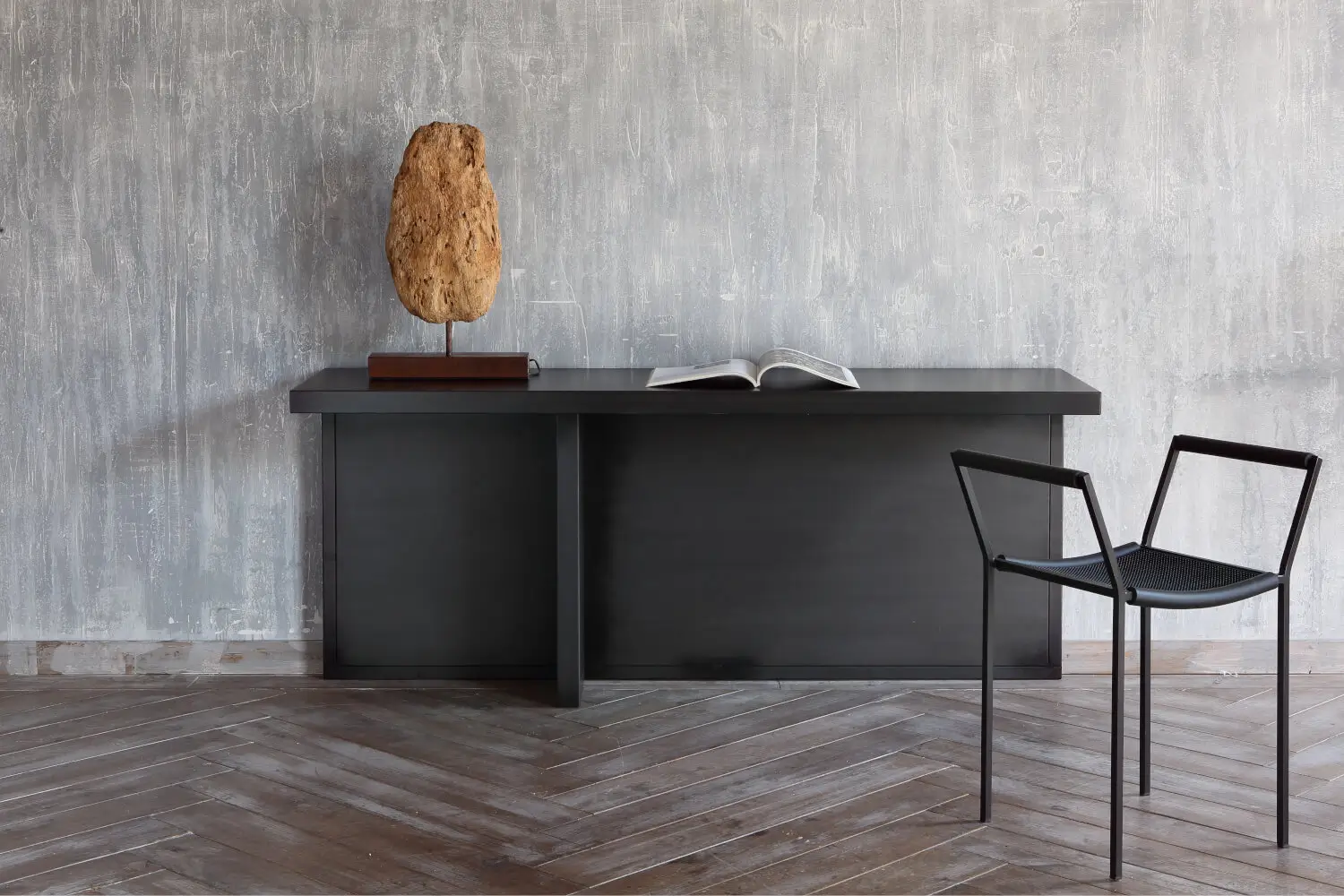 Zeus Atrium Konsolentisch mit Wandregalen im modernen Home Office