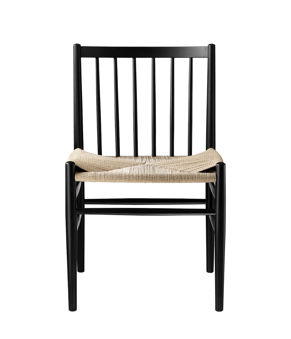 FDB Møbler J80 Stuhl, ergonomisch, Buche schwarz, Naturgeflecht, nordisches Design, langlebig, nachhaltig