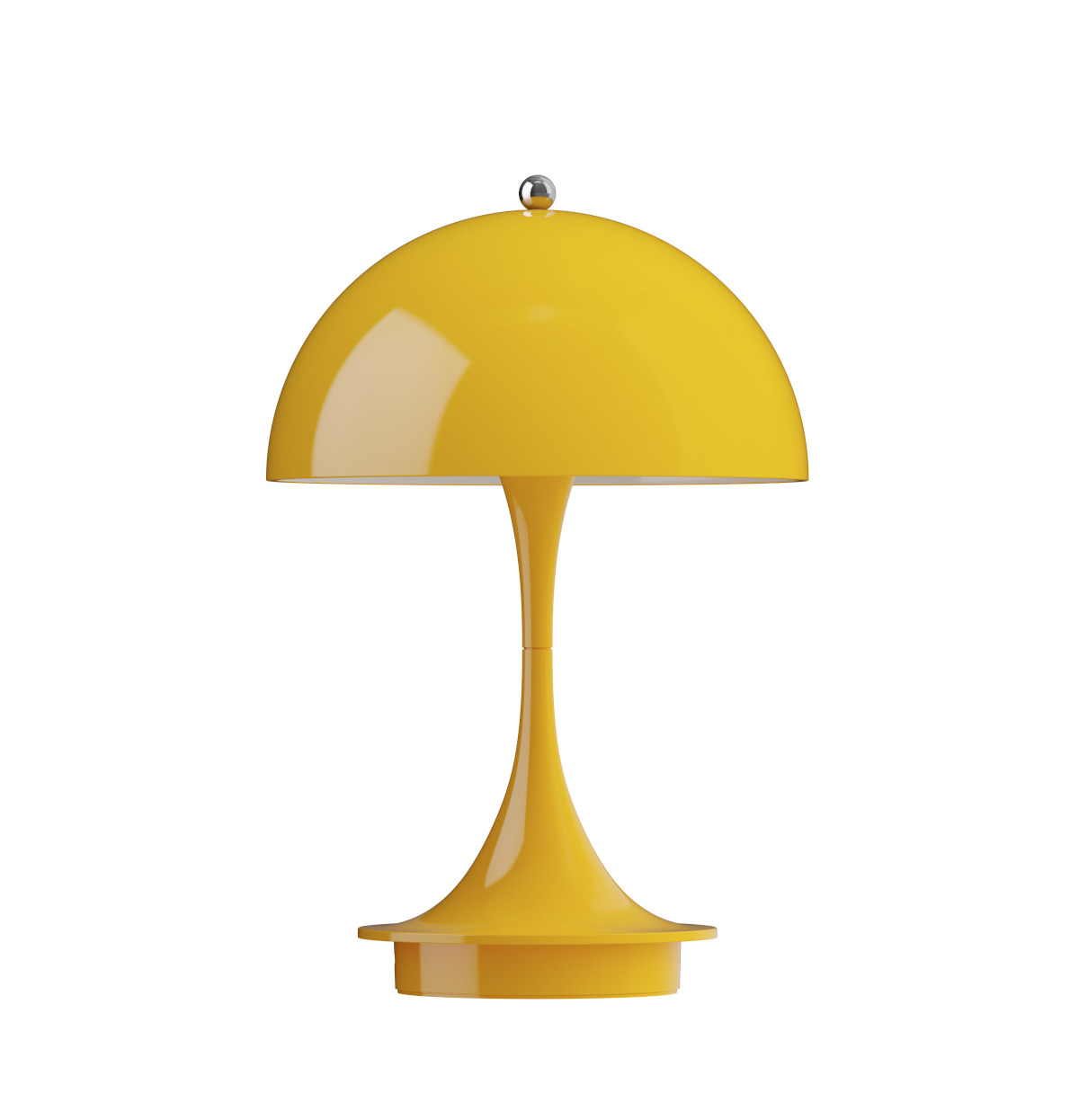 Portable Panthella 160 LED-Tischleuchte in Opaque Yellow, dimmbar, USB-aufladbar, modernes skandinavisches Design