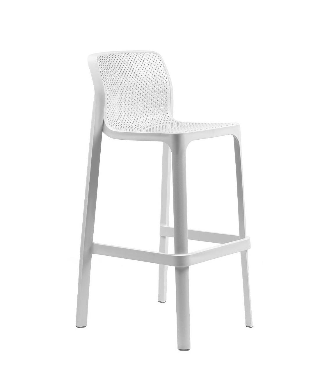 Nardi Net Barhocker weiß, 76 cm, italienisches Outdoor-Design, wetterfest, leicht, stapelbar, langlebig
