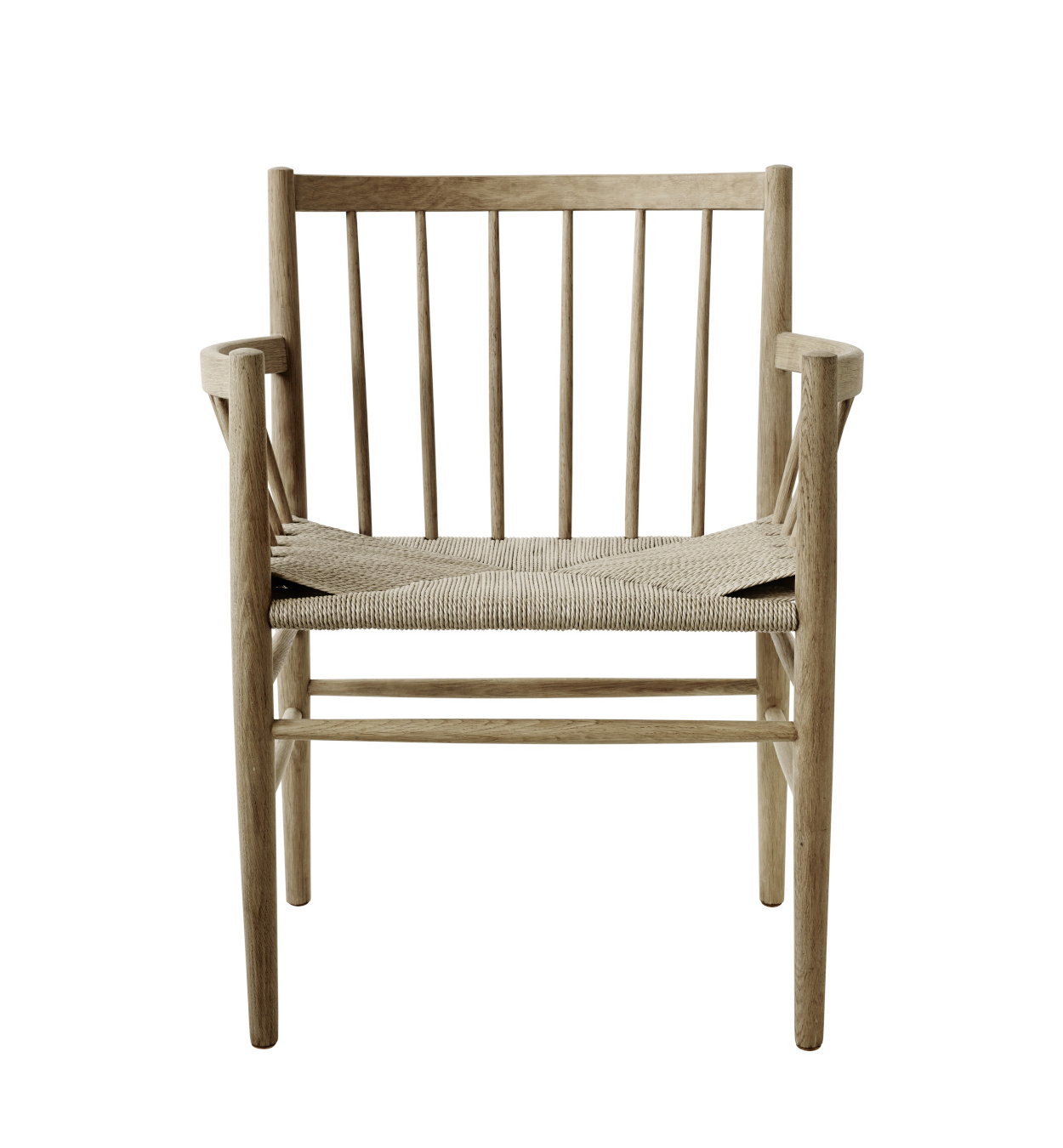 FDB Møbler J81 Armlehnstuhl, nordischer Design-Stuhl, Eiche geölt, Naturgeflecht, ergonomisch, langlebig