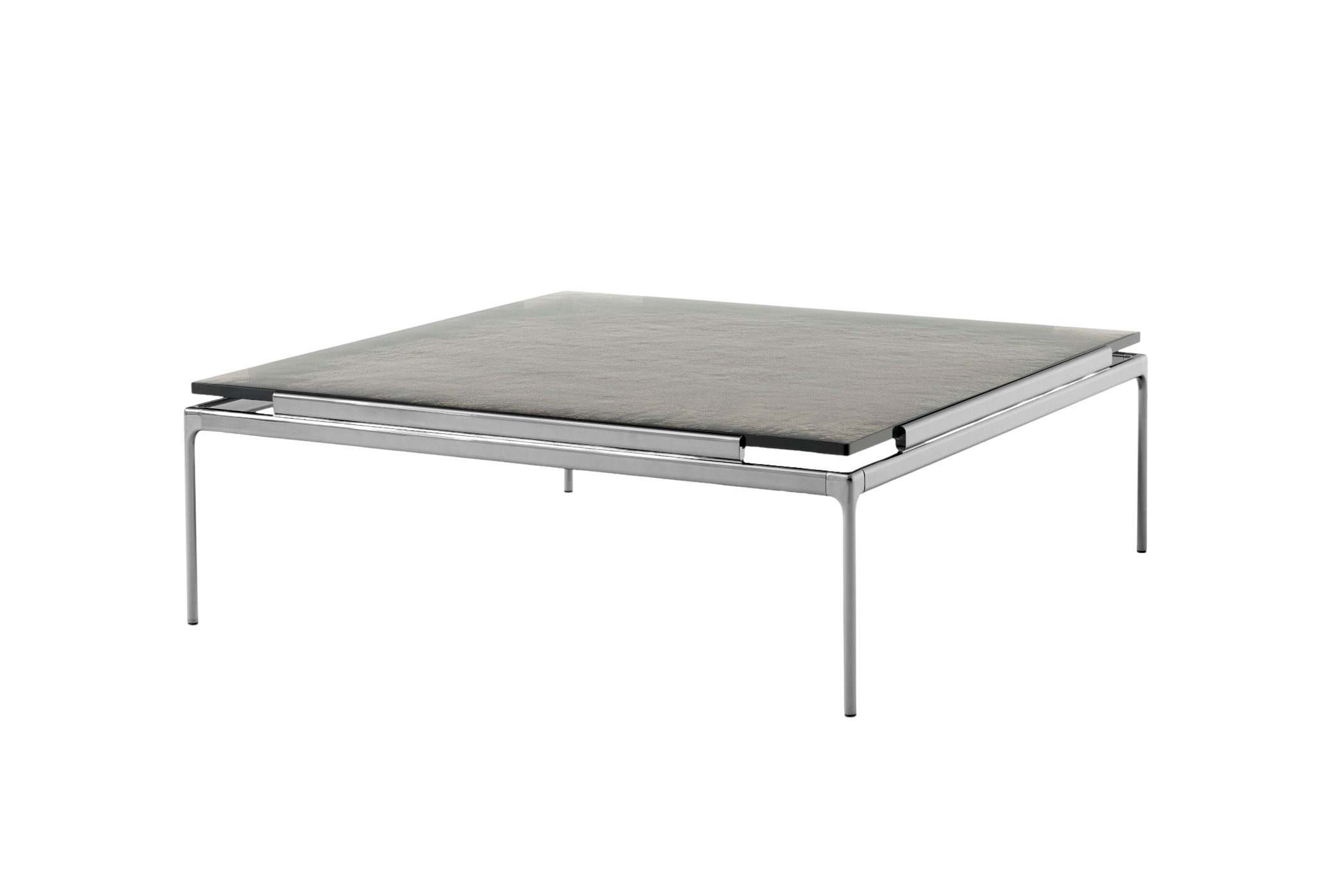 Sett LN13 Couchtisch, chrom dunkel / geräuchertes gussglas Sett LN13 Couchtisch, chrom dunkel / geräuchertes gussglas