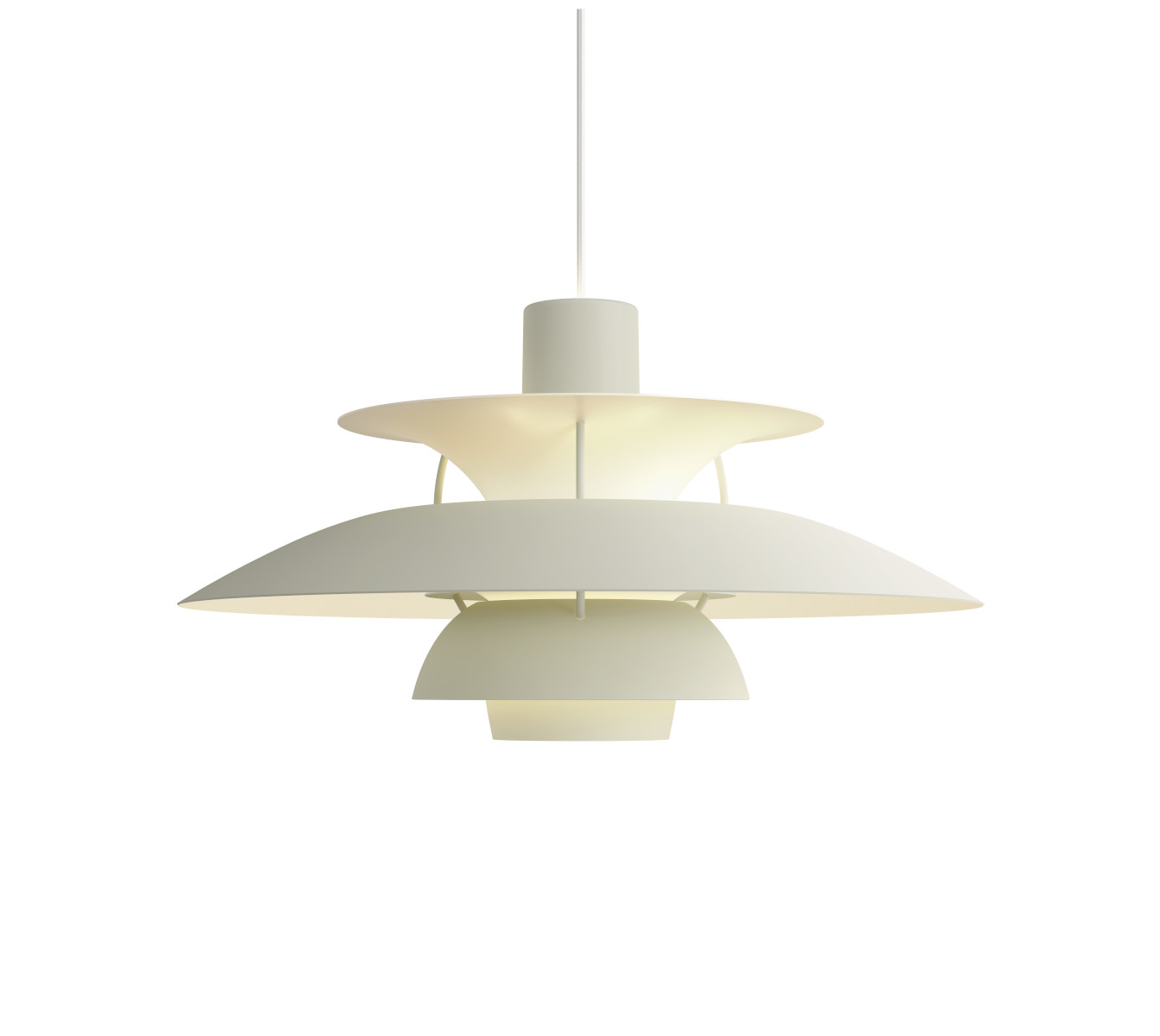 Louis Poulsen PH 5 Pendelleuchte Pale Pewter – Skandinavisches Design Louis Poulsen PH 5 Pendelleuchte monochrome pale pewter, skandinavisches Design, dimmbar, hochwertige Raumbeleuchtung