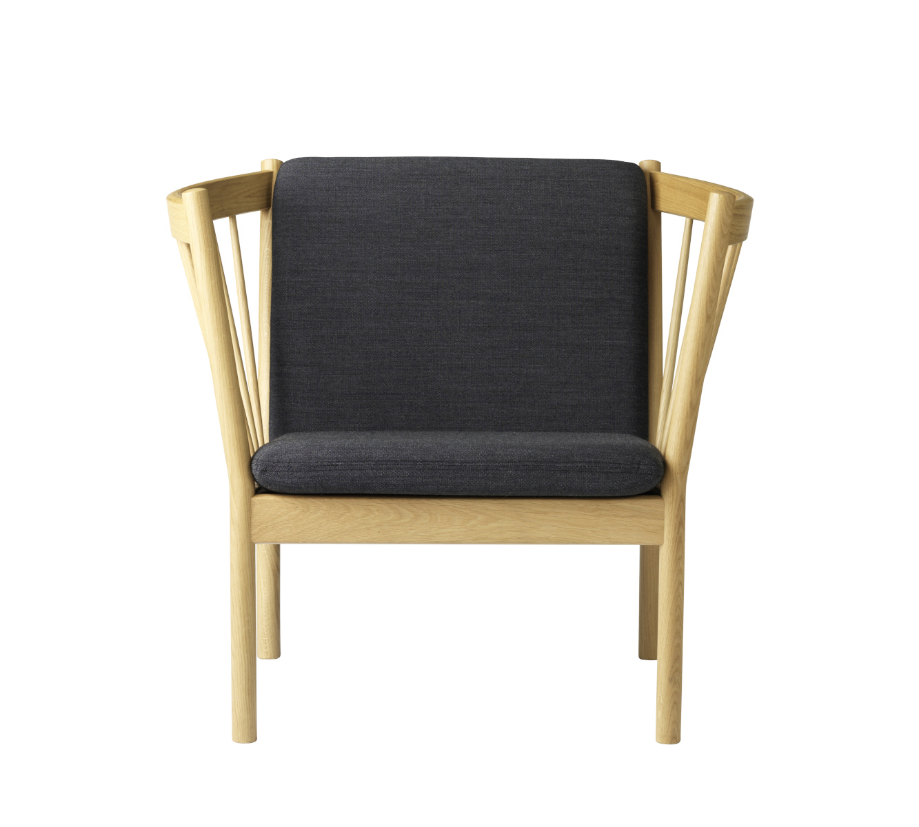 FDB Møbler J146 Sessel, ergonomisch, FSC®-Holz Eiche natur, dunkelgrau, nachhaltig, funktional, nordisches Design