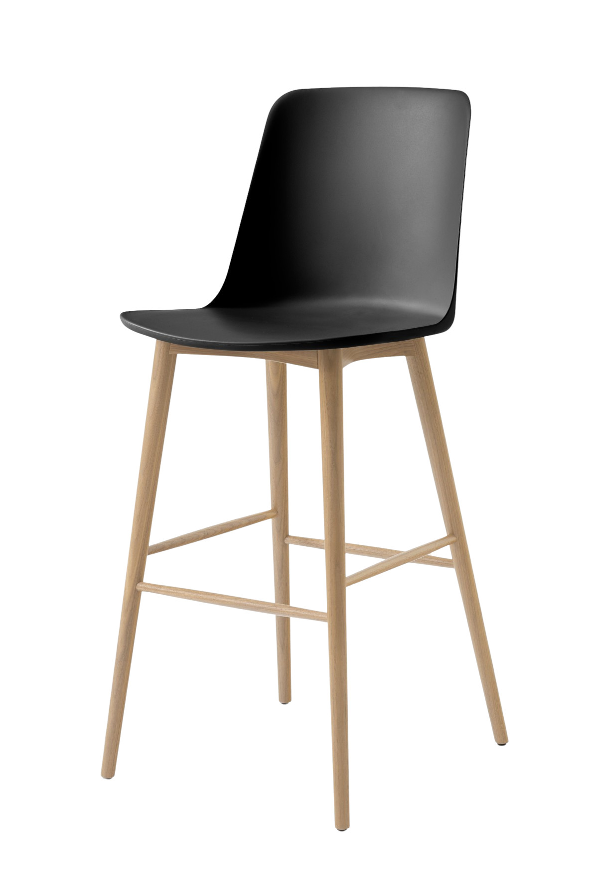 &Tradition Rely HW133 Barhocker mit Gestell in Eiche natur und schwarzem Sitz – stilvoller, stabiler Design-Barhocker