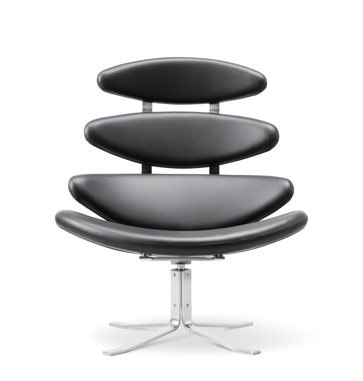 Corona Chair, brushed steel / leder omni 301 schwarz