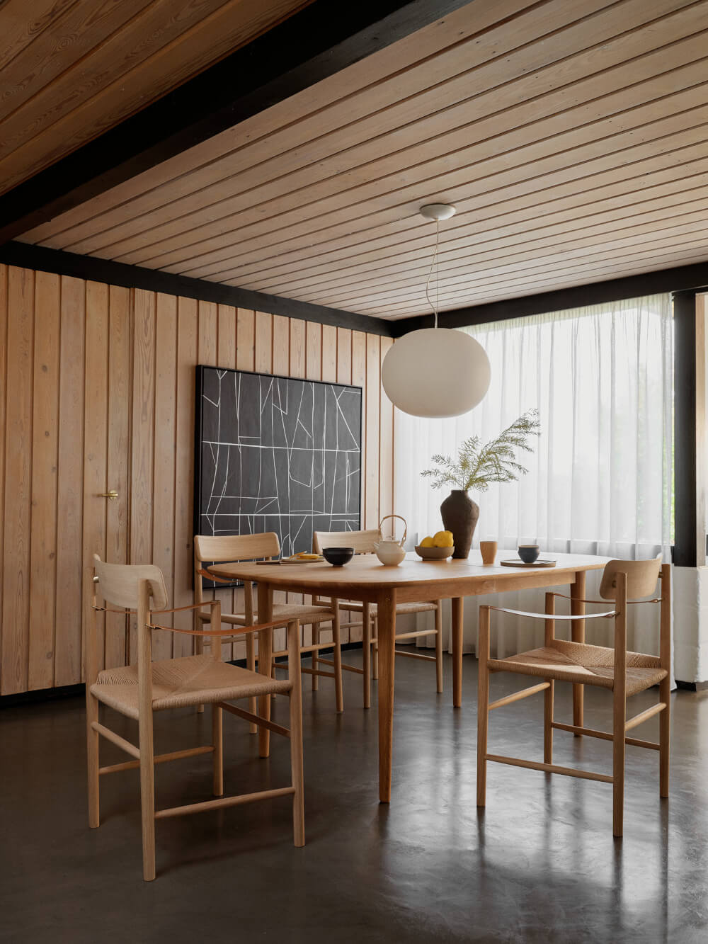 FDB Møbler J186 Hesbjerg Stuhl, Eiche geölt/Naturgeflecht, elegant im Esszimmer oder Wohnbereich einsetzbar