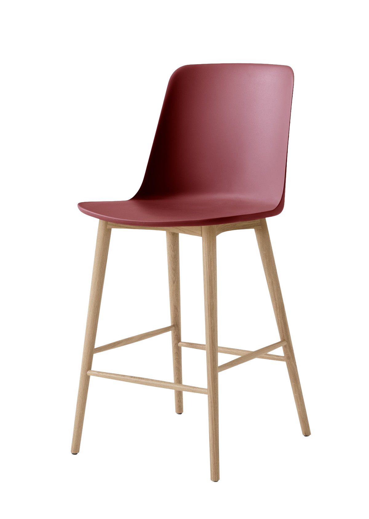 &Tradition Rely HW128 Barhocker Eiche natur Sitz Red Brown – moderner Barstuhl mit Holzgestell