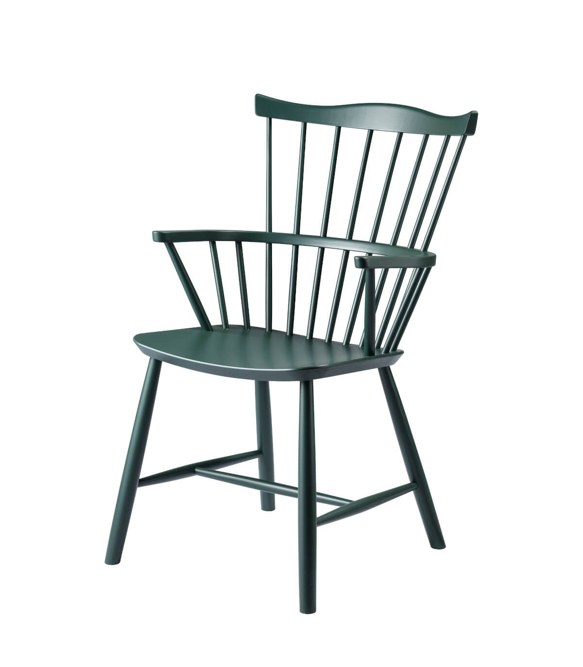 FDB Møbler J52B Stuhl mit Armlehnen, Buche Black Green, ergonomisch, nordisches Design, langlebig