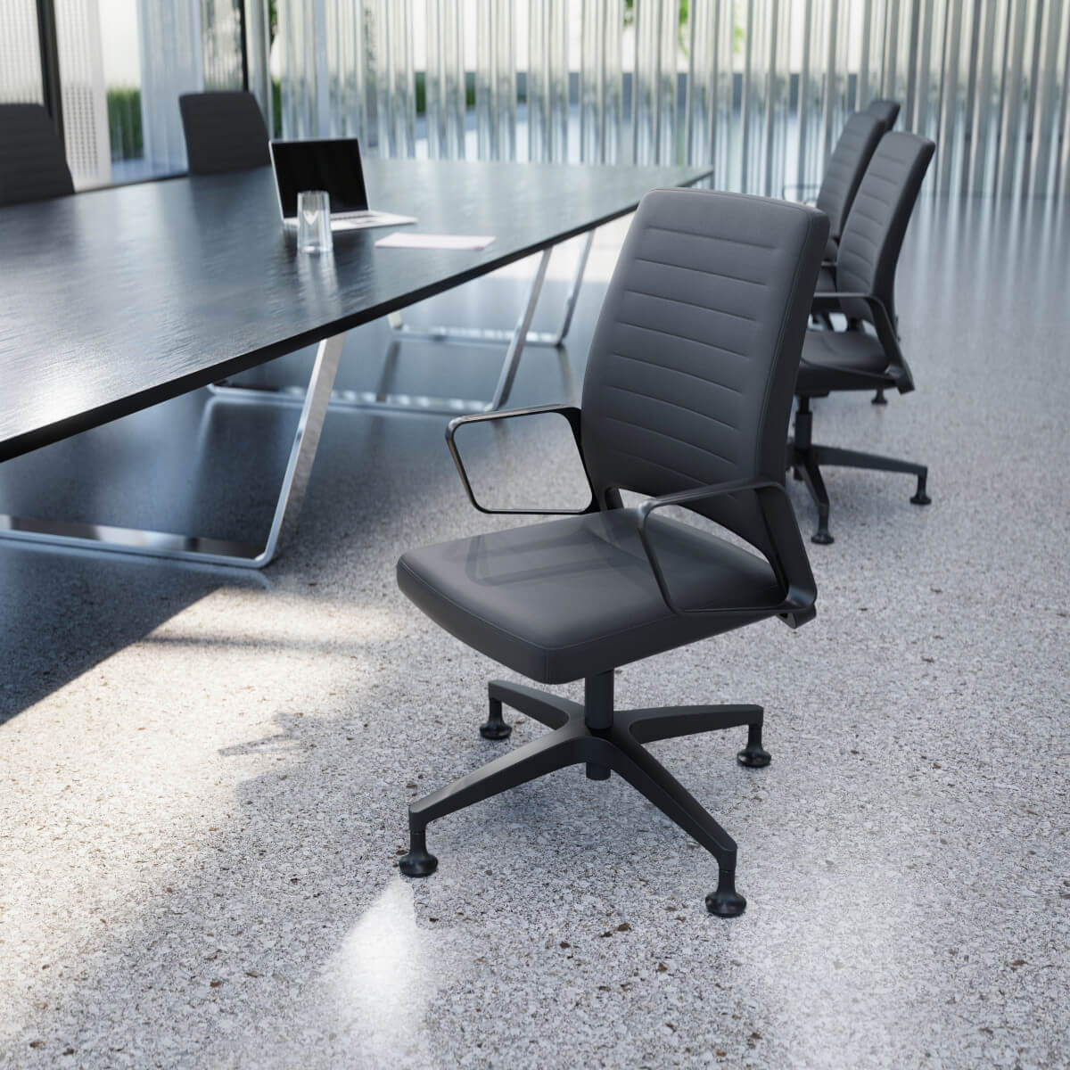 Design-Konferenzstuhl Interstuhl VINTAGEis5 14V0 mit Komfortpolsterung und edler Optik für moderne Besprechungsräume.