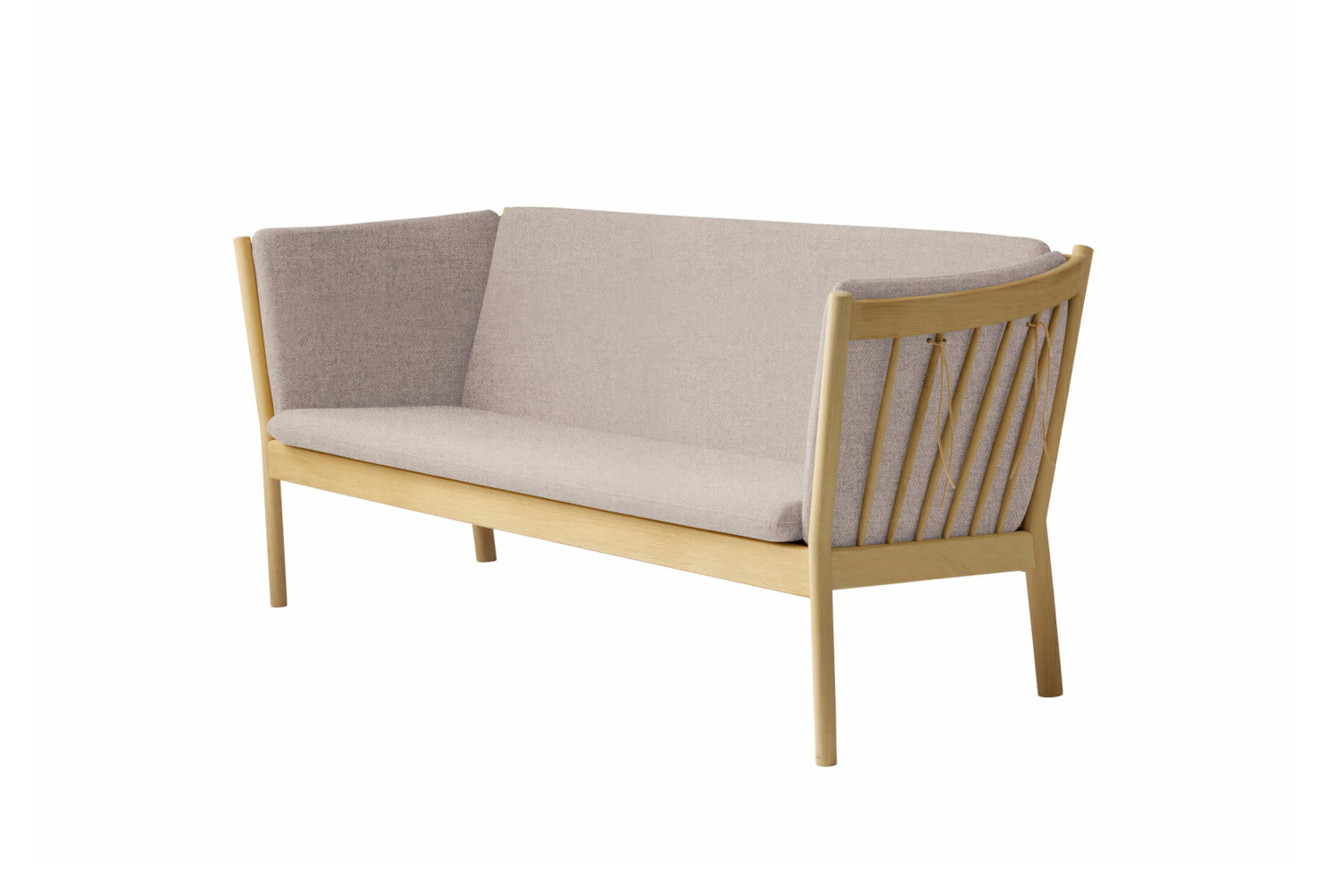 FDB Møbler J149 3-Sitzer Sofa, ergonomisch, eiche natur, hellgrau, nordisches Design, funktional