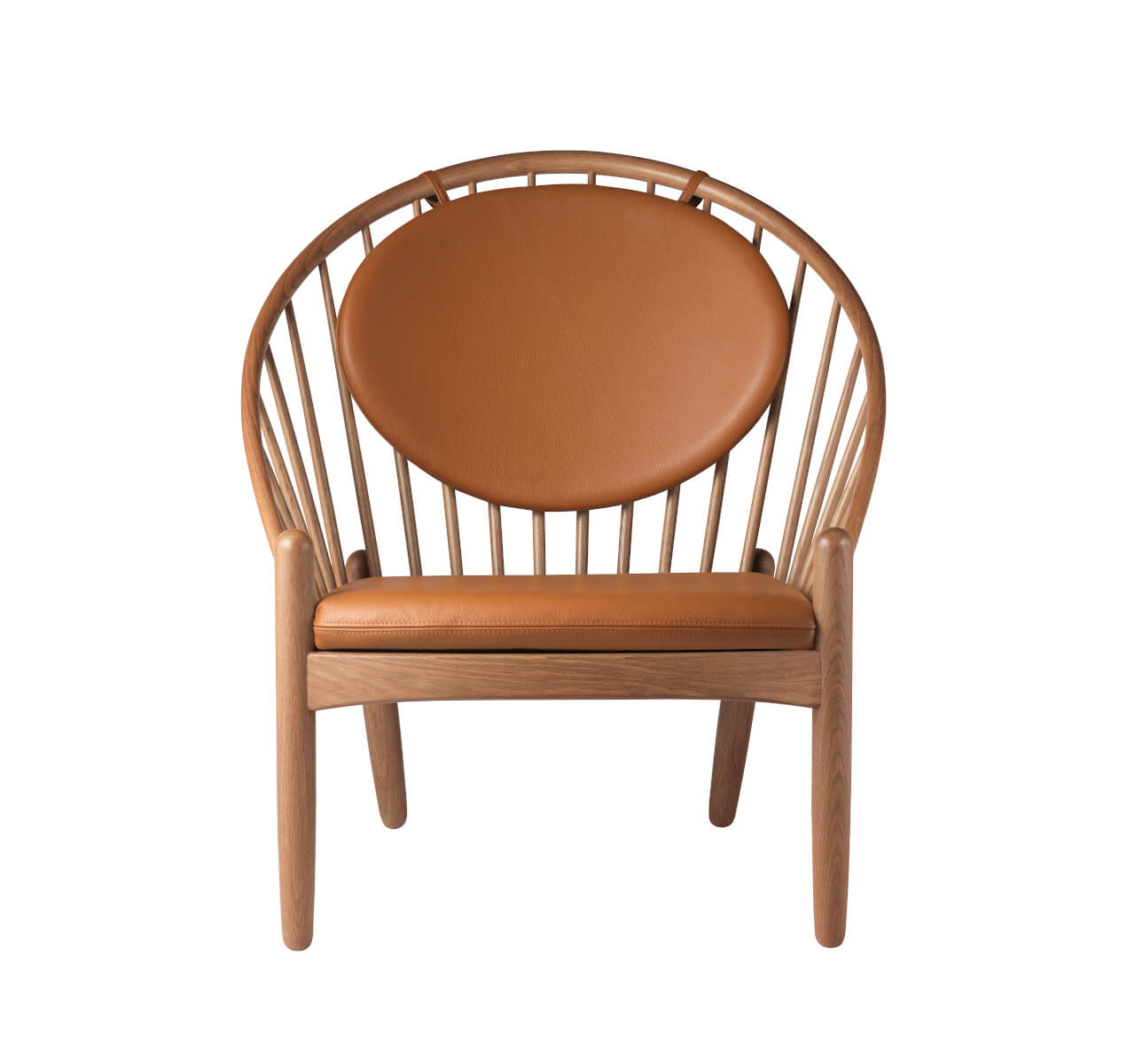 FDB Møbler J166 Jørna Sessel, Eiche geräuchert, Leder Cognac, funktional, nachhaltig, nordisches Design