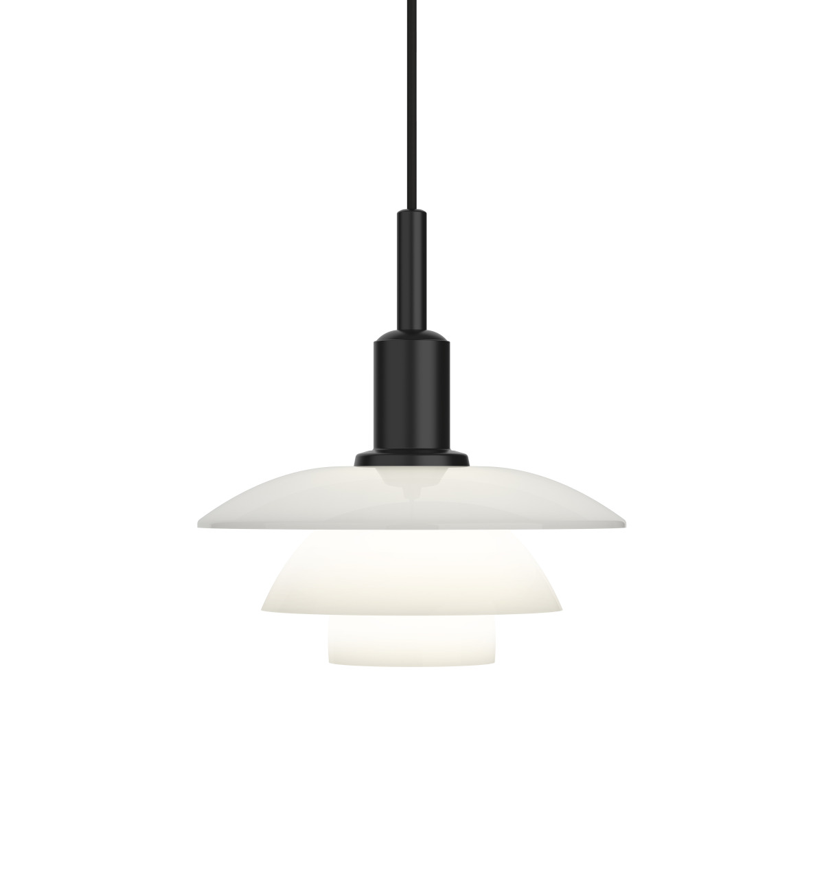 Louis Poulsen PH 3/3 Pendelleuchte aus weißem Opalglas, zeitloses Design, blendfreies Licht, skandinavische Eleganz