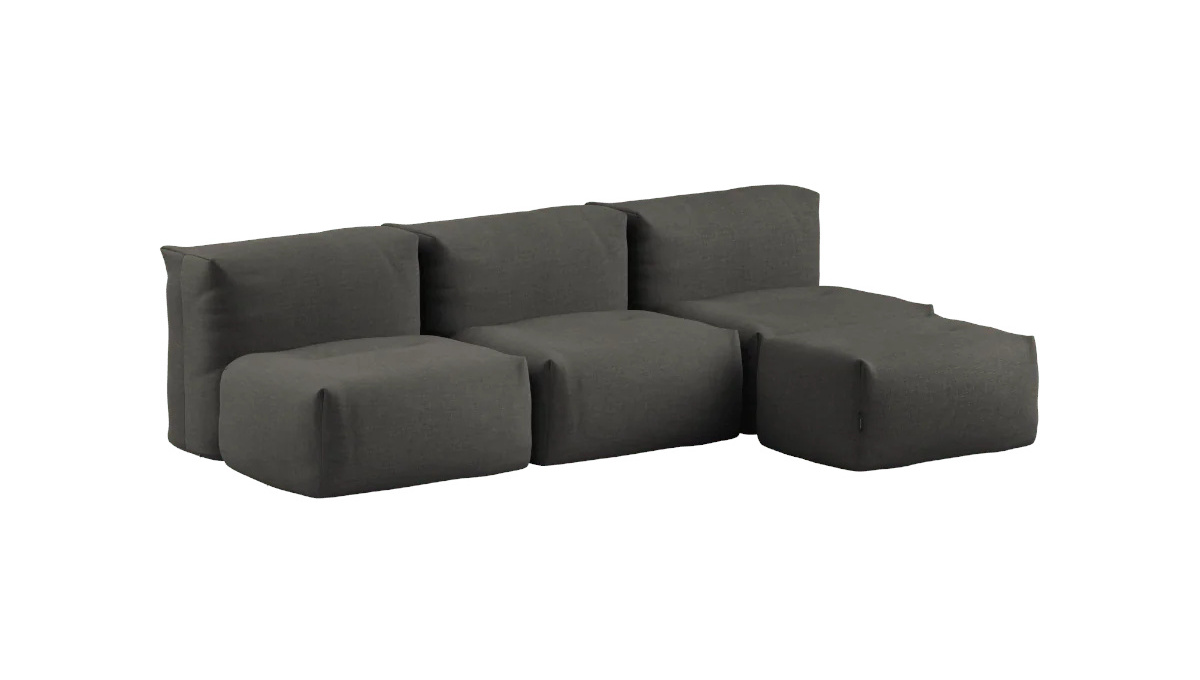 Soft Sofa 3-Sitzer mit Pouf, kirra noir