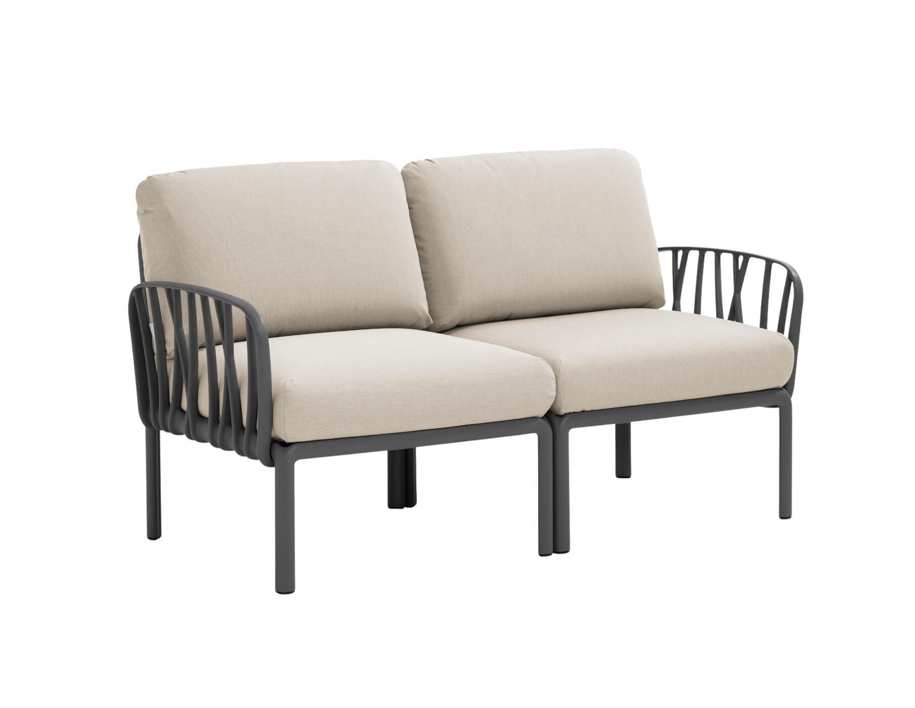Nardi Komodo Gartensofa 2-Sitzer, anthrazit, Outdoor-Sofa, wetterfest, leicht, modernes italienisches Design