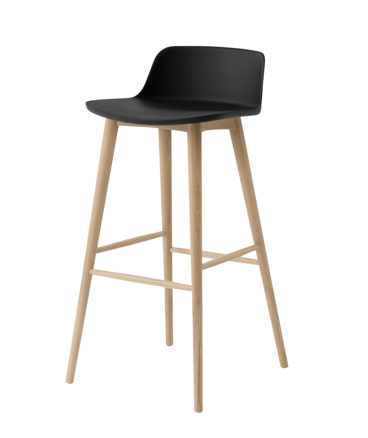 Moderner &Tradition Rely HW123 Barhocker mit Gestell in Eiche Natur und Sitzfläche in Schwarz, stilvoll & robust