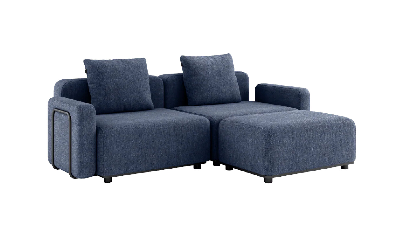 Cobana Loungesofa 2-Sitzer mit Armlehnen mit Hocker, kirra indigo