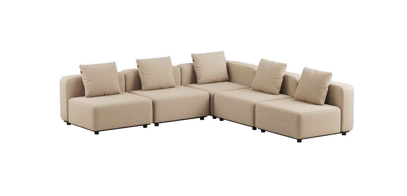 Cobana Ecksofa 5-Sitzer ohne Armlehne, boucle beige